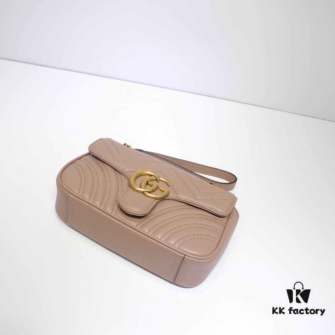 GUCCI New Arrival Cabinet Quality, Top Original Single Item, Actual Photos, Model Number 446744 Milk Tea Color, Size W23xH14xD6cm, In Stock