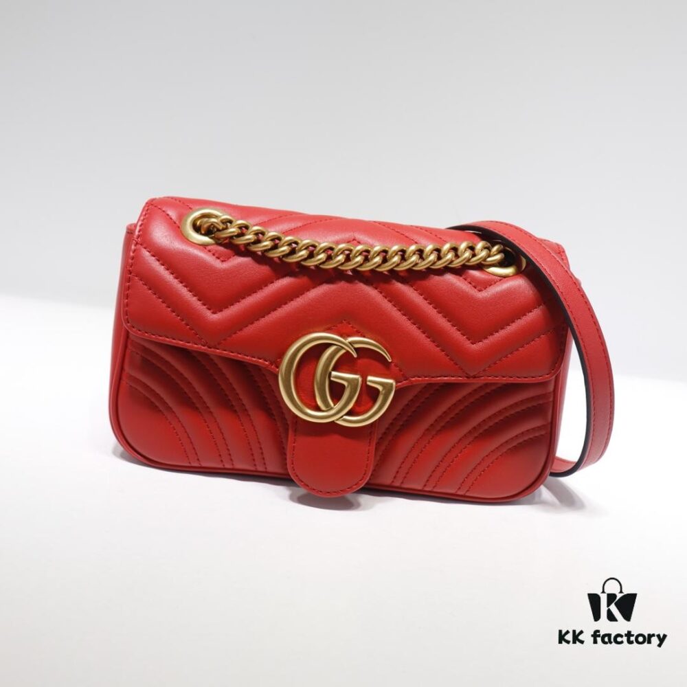 GUCCI New Arrival Cabinet Quality, Top Original Single Item, Real Photo, Model No. 446744 Bright Red, Size W23xH14xD6cm, In Stock