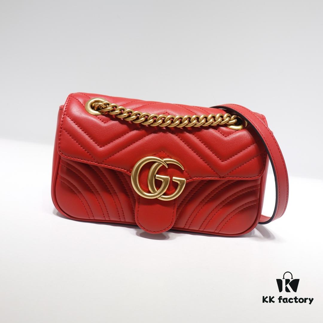 GUCCI New Arrival Cabinet Quality, Top Original Single Item, Real Photo, Model No. 446744 Bright Red, Size W23xH14xD6cm, In Stock