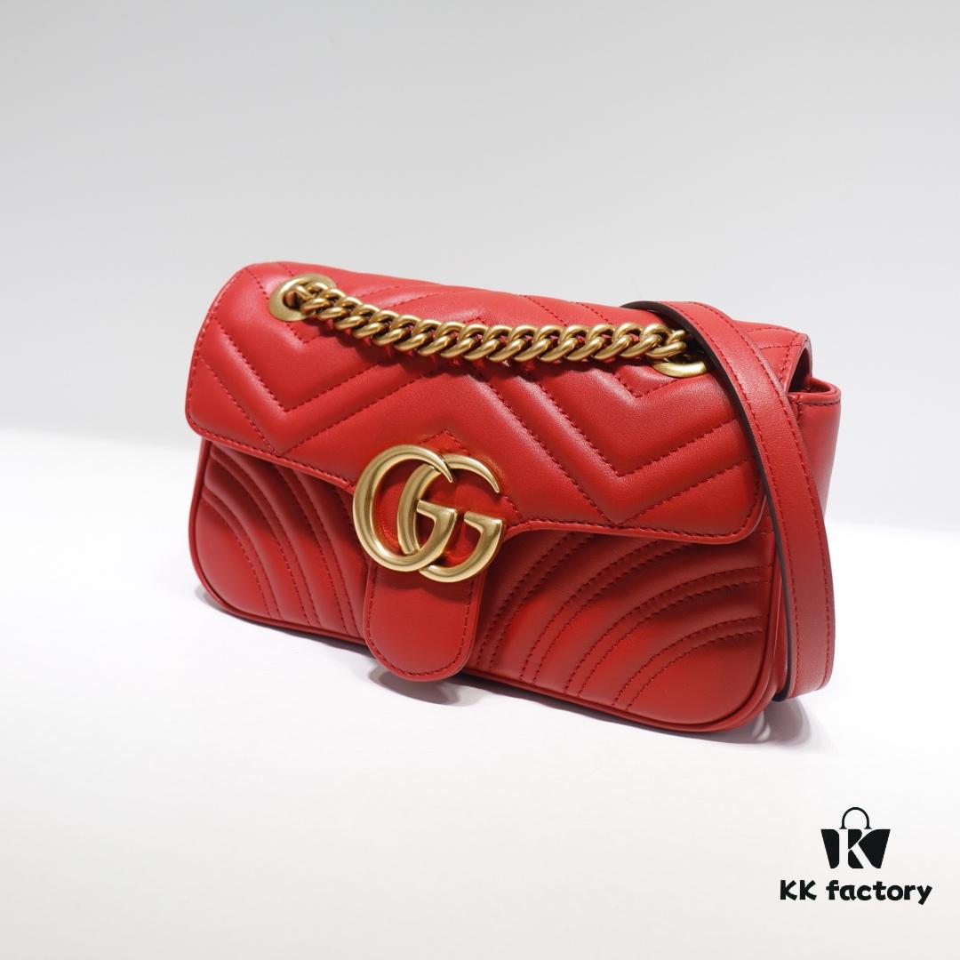 GUCCI New Arrival Cabinet Quality, Top Original Single Item, Real Photo, Model No. 446744 Bright Red, Size W23xH14xD6cm, In Stock