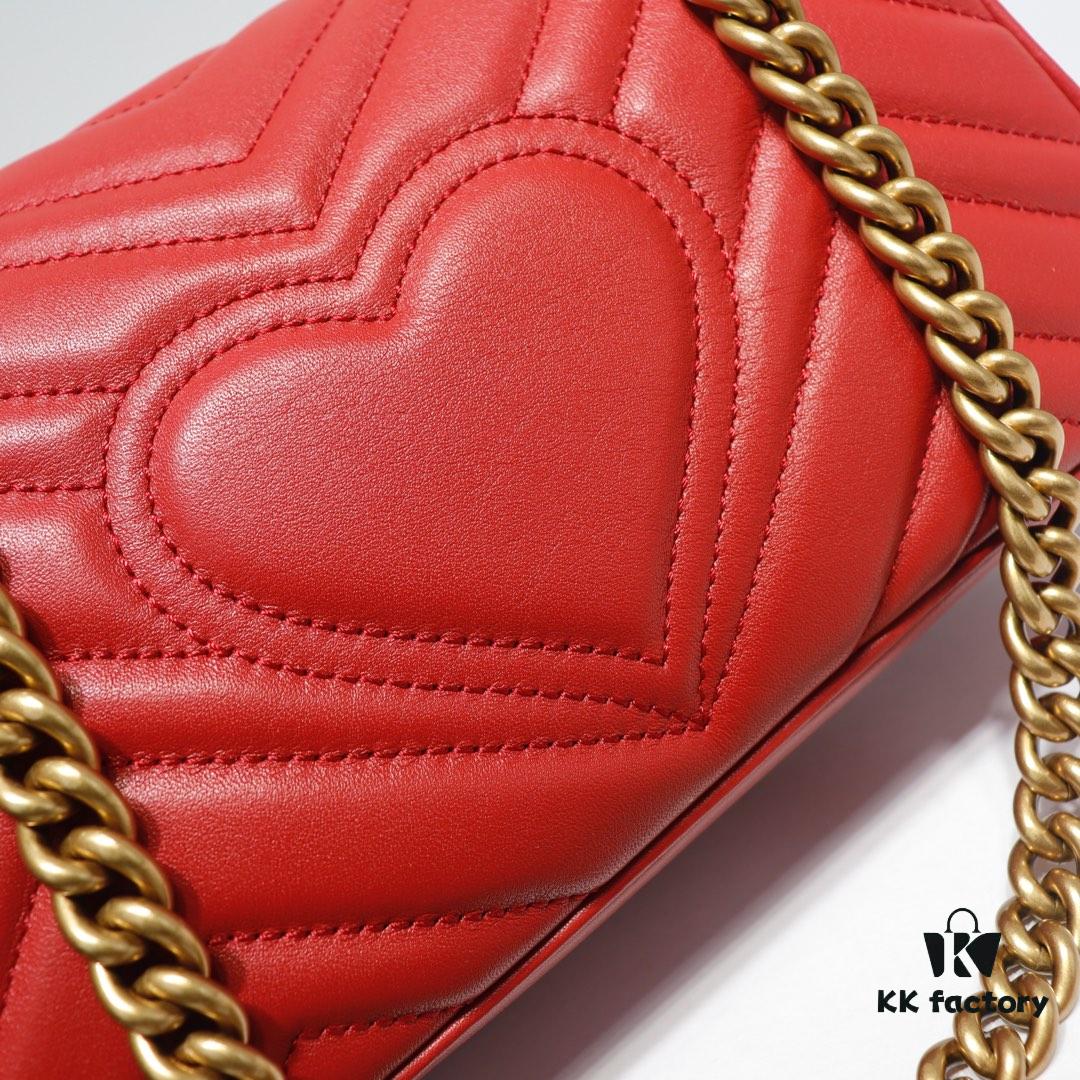 GUCCI New Arrival Cabinet Quality, Top Original Single Item, Real Photo, Model No. 446744 Bright Red, Size W23xH14xD6cm, In Stock