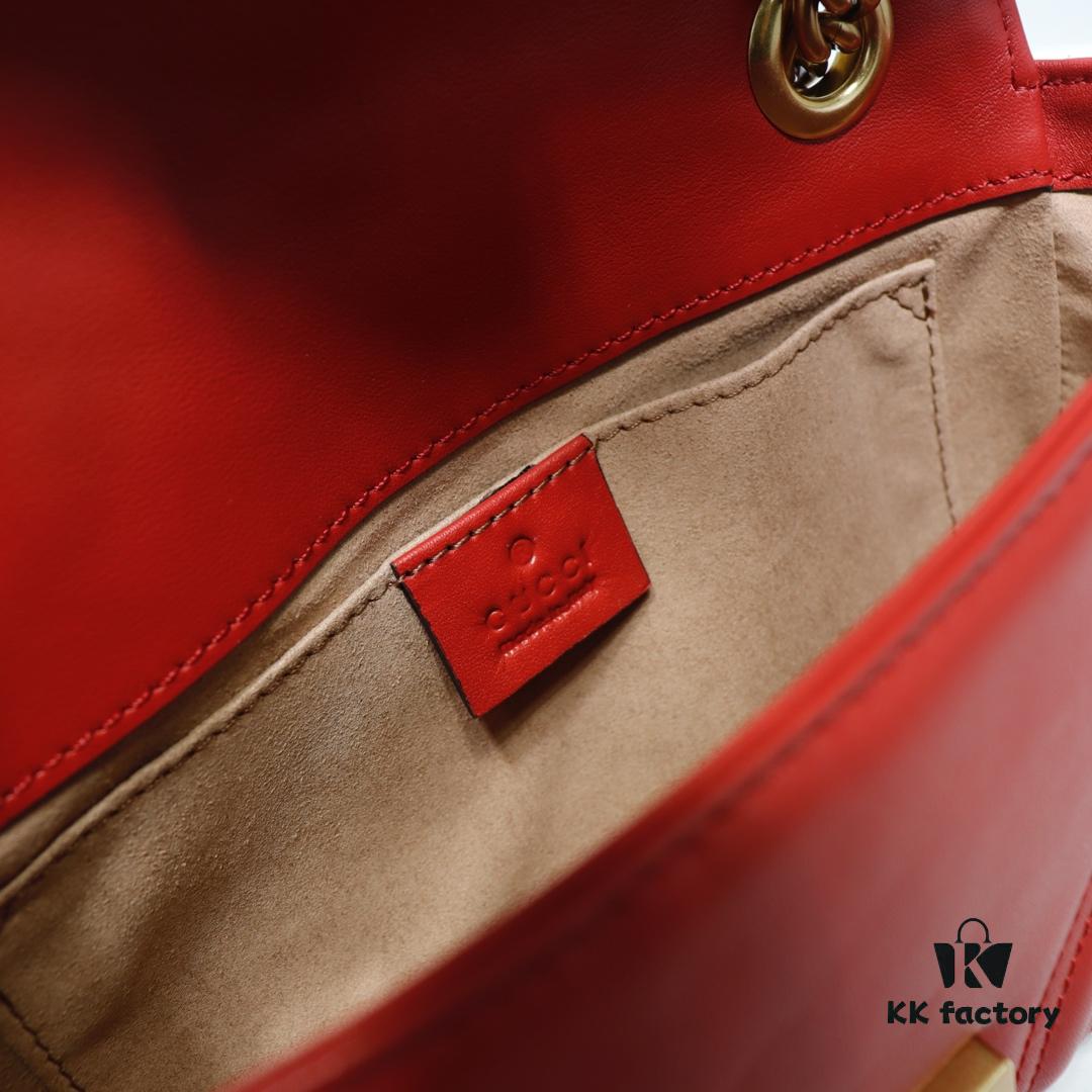 GUCCI New Arrival Cabinet Quality, Top Original Single Item, Real Photo, Model No. 446744 Bright Red, Size W23xH14xD6cm, In Stock