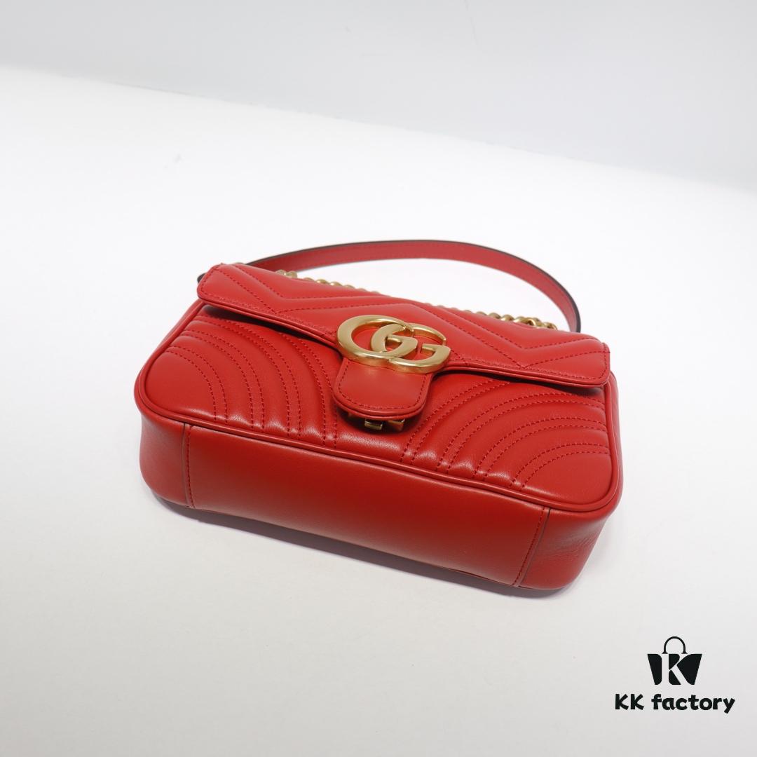 GUCCI New Arrival Cabinet Quality, Top Original Single Item, Real Photo, Model No. 446744 Bright Red, Size W23xH14xD6cm, In Stock