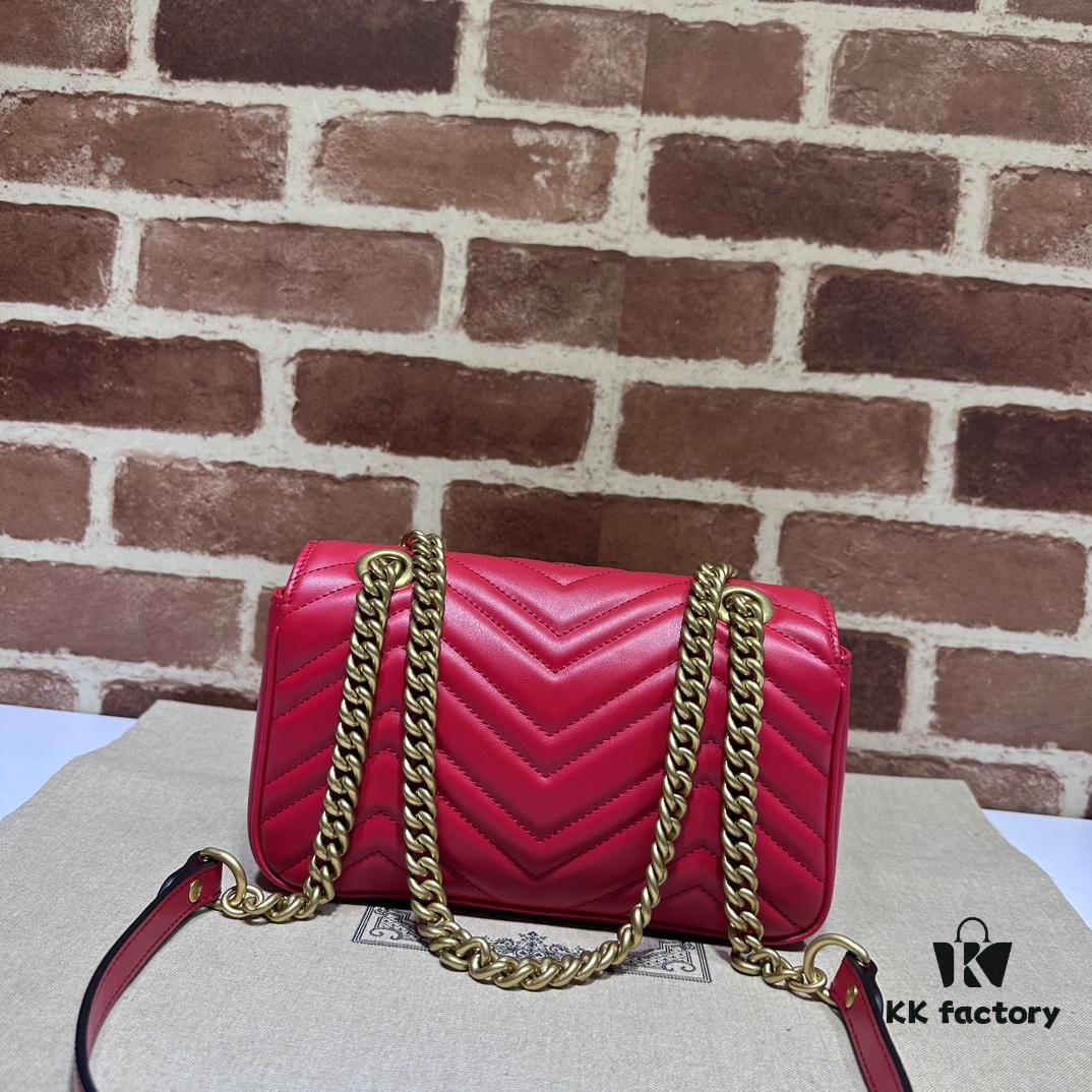 GUCCI New Model Cabinet Quality, Top Original Single Item, Actual Photos, Model Number 446744 New Red, Size W23xH14xD6cm, In Stock