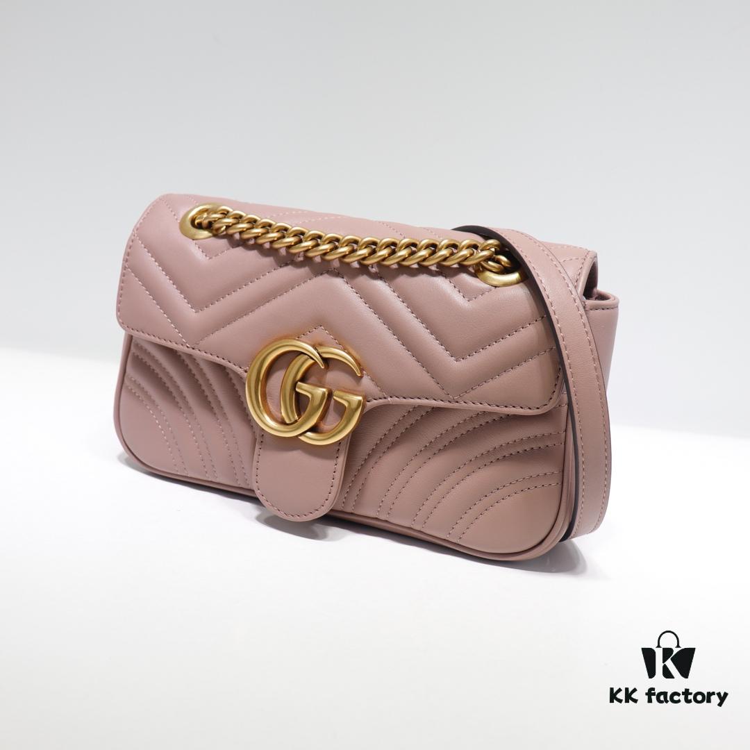 GUCCI New Arrival Cabinet Quality, Top Original Single Item, Actual Photos, Model No. 446744 Nude Pink, Size W23xH14xD6cm, In Stock