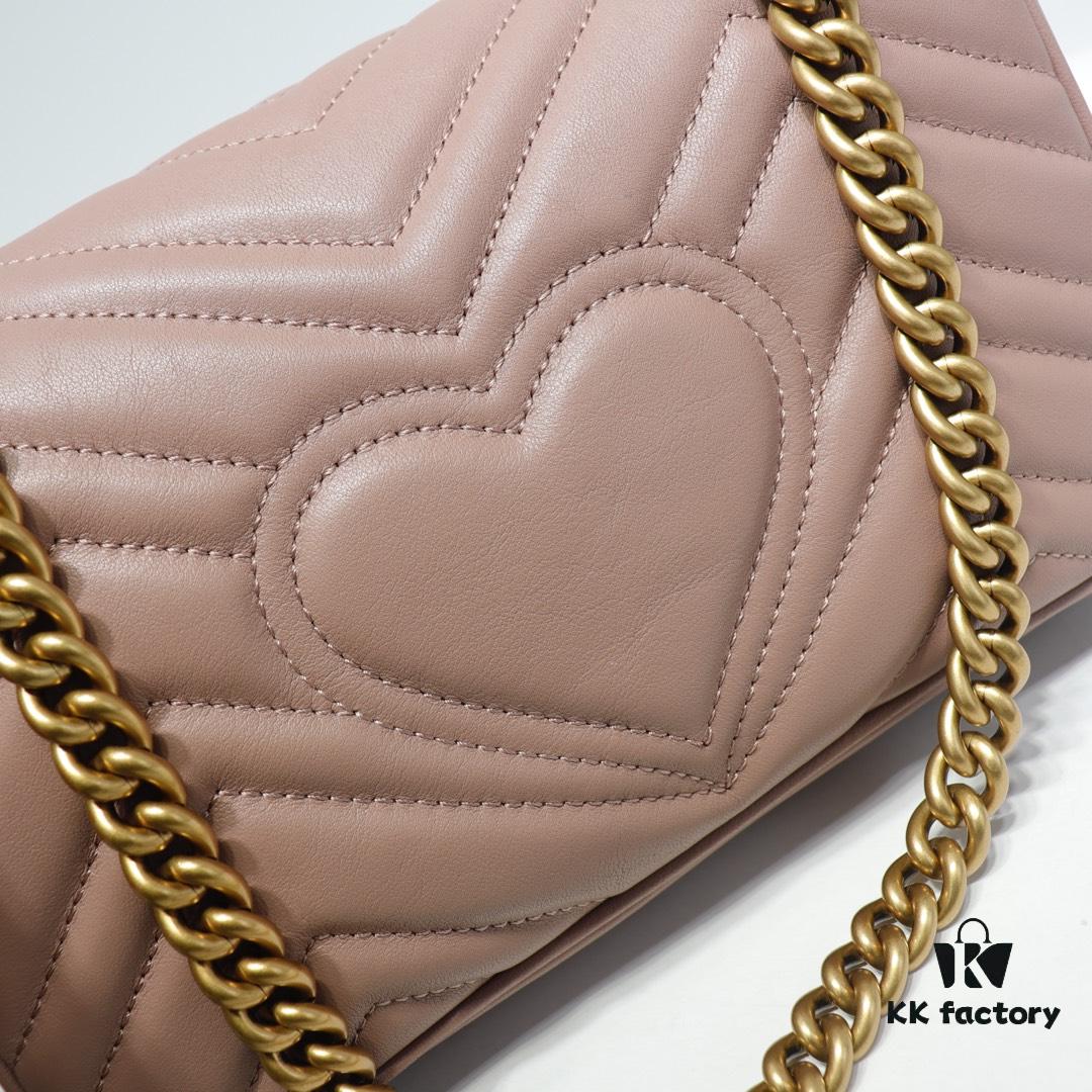 GUCCI New Arrival Cabinet Quality, Top Original Single Item, Actual Photos, Model No. 446744 Nude Pink, Size W23xH14xD6cm, In Stock