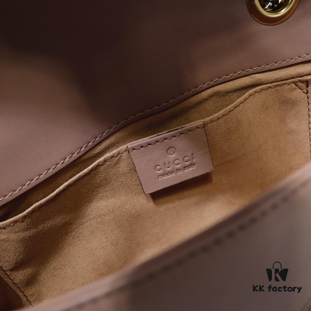 GUCCI New Arrival Cabinet Quality, Top Original Single Item, Actual Photos, Model No. 446744 Nude Pink, Size W23xH14xD6cm, In Stock