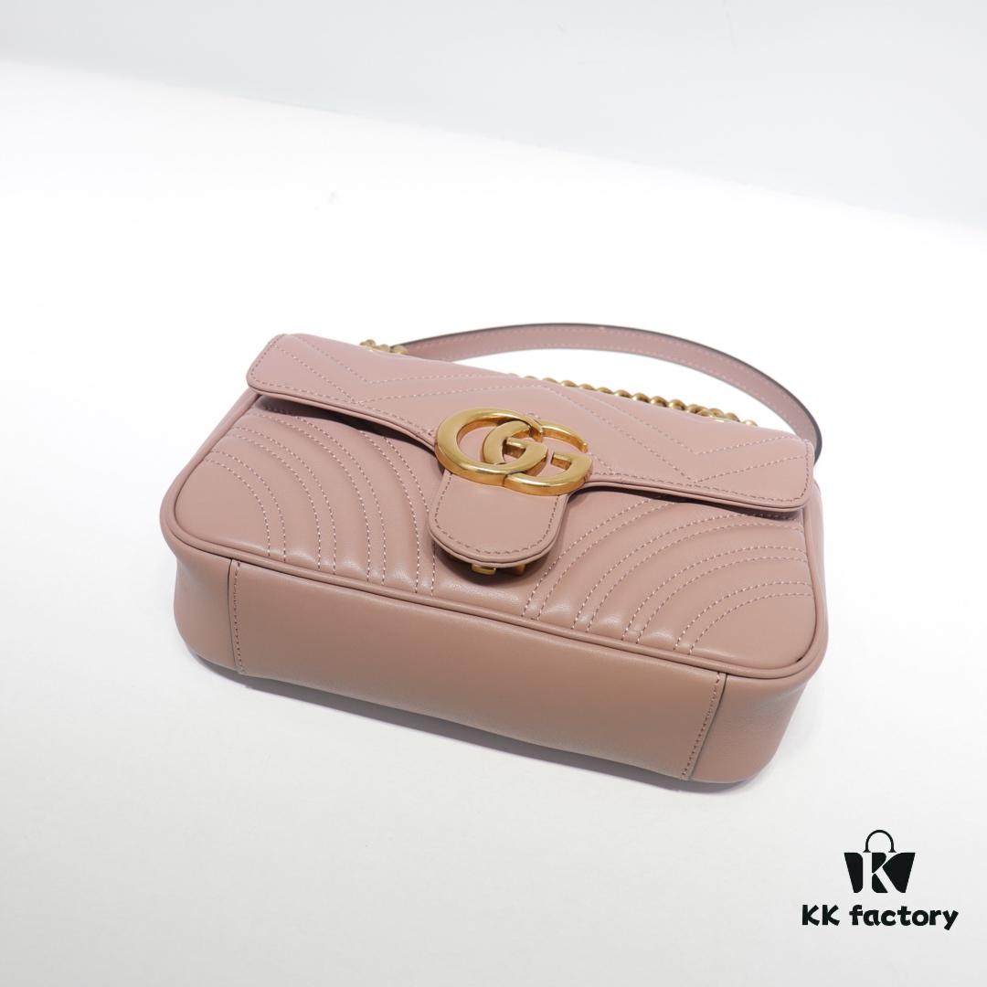 GUCCI New Arrival Cabinet Quality, Top Original Single Item, Actual Photos, Model No. 446744 Nude Pink, Size W23xH14xD6cm, In Stock