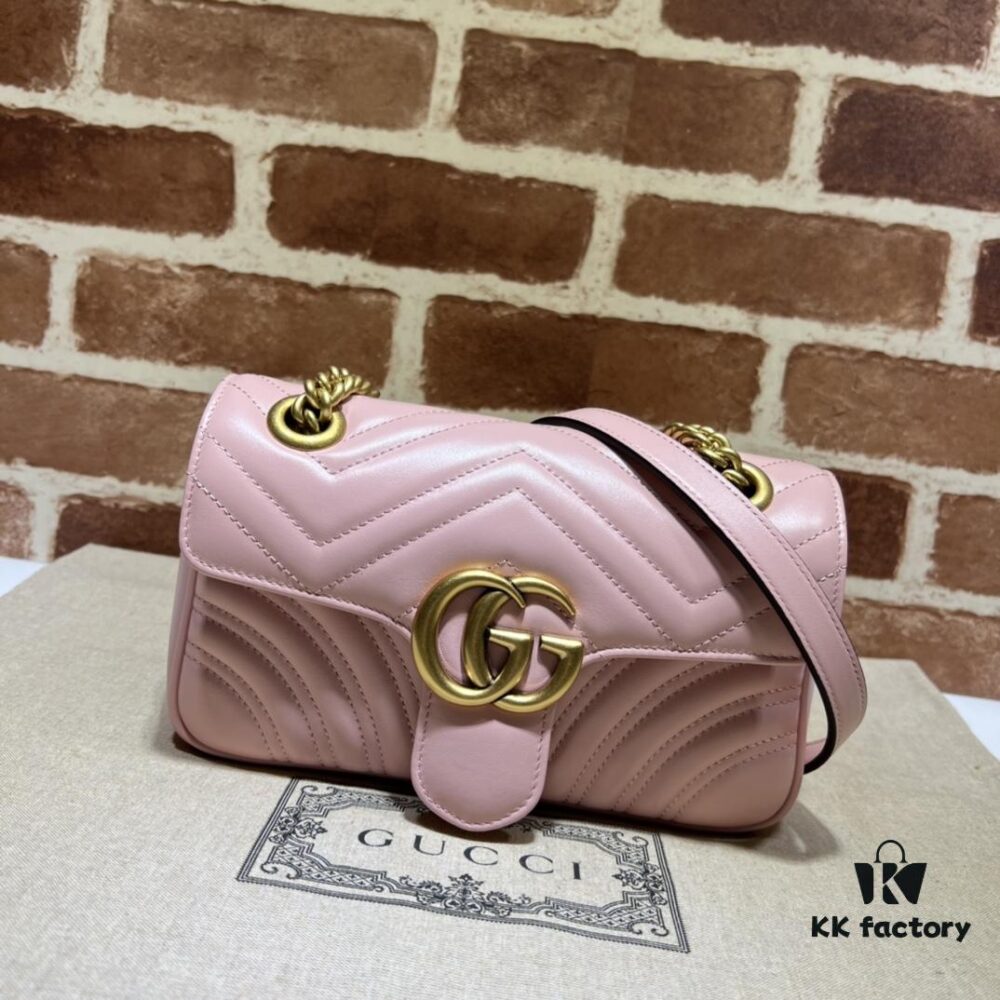 GUCCI New Arrival Cabinet Quality, Top Original Single Item, Real Photo, Model No. 446744 Light Pink, Size W23xH14xD6cm, In Stock