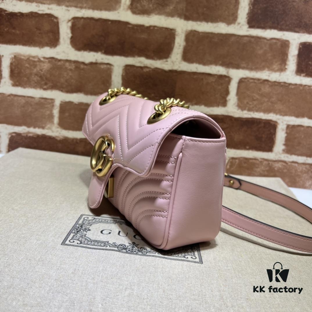 GUCCI New Arrival Cabinet Quality, Top Original Single Item, Real Photo, Model No. 446744 Light Pink, Size W23xH14xD6cm, In Stock