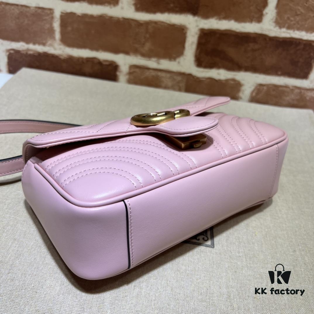 GUCCI New Arrival Cabinet Quality, Top Original Single Item, Real Photo, Model No. 446744 Light Pink, Size W23xH14xD6cm, In Stock