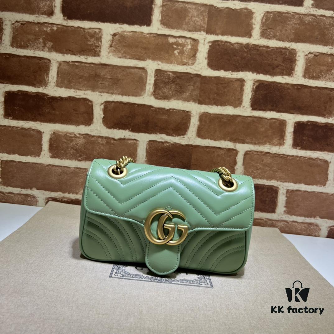 GUCCI High-End Original Stock, Counter Quality, Real Photo! Model No. 446744 Light Green, Size: 23x14x6 cm