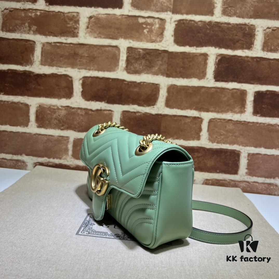 GUCCI High-End Original Stock, Counter Quality, Real Photo! Model No. 446744 Light Green, Size: 23x14x6 cm