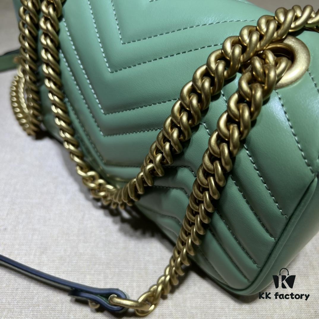 GUCCI High-End Original Stock, Counter Quality, Real Photo! Model No. 446744 Light Green, Size: 23x14x6 cm