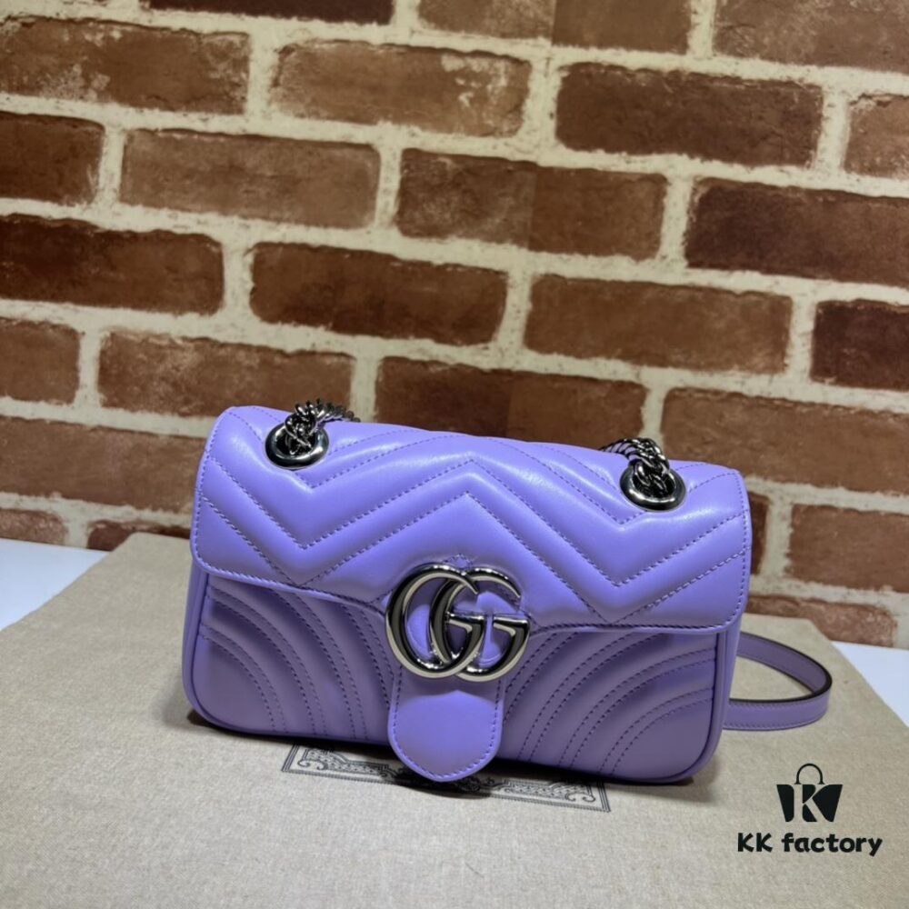 GUCCI Counter Quality, Top Original Single Item, Actual Photos! Model No. 446744 Light Purple, Size: 23cm (W) x 14cm (H) x 6cm (Side Width), In Stock and Ready to Ship