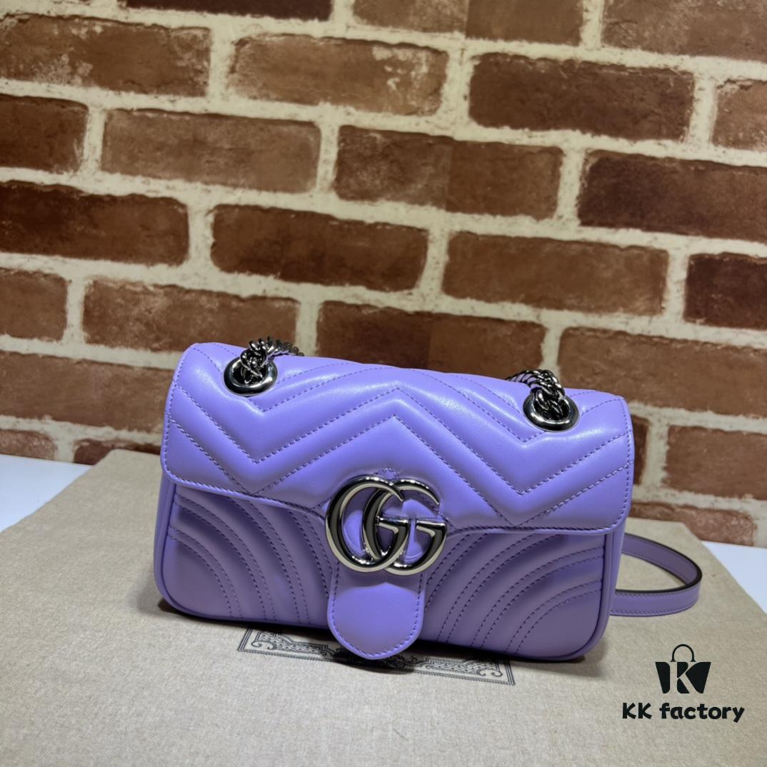 GUCCI Counter Quality, Top Original Single Item, Actual Photos! Model No. 446744 Light Purple, Size: 23cm (W) x 14cm (H) x 6cm (Side Width), In Stock and Ready to Ship