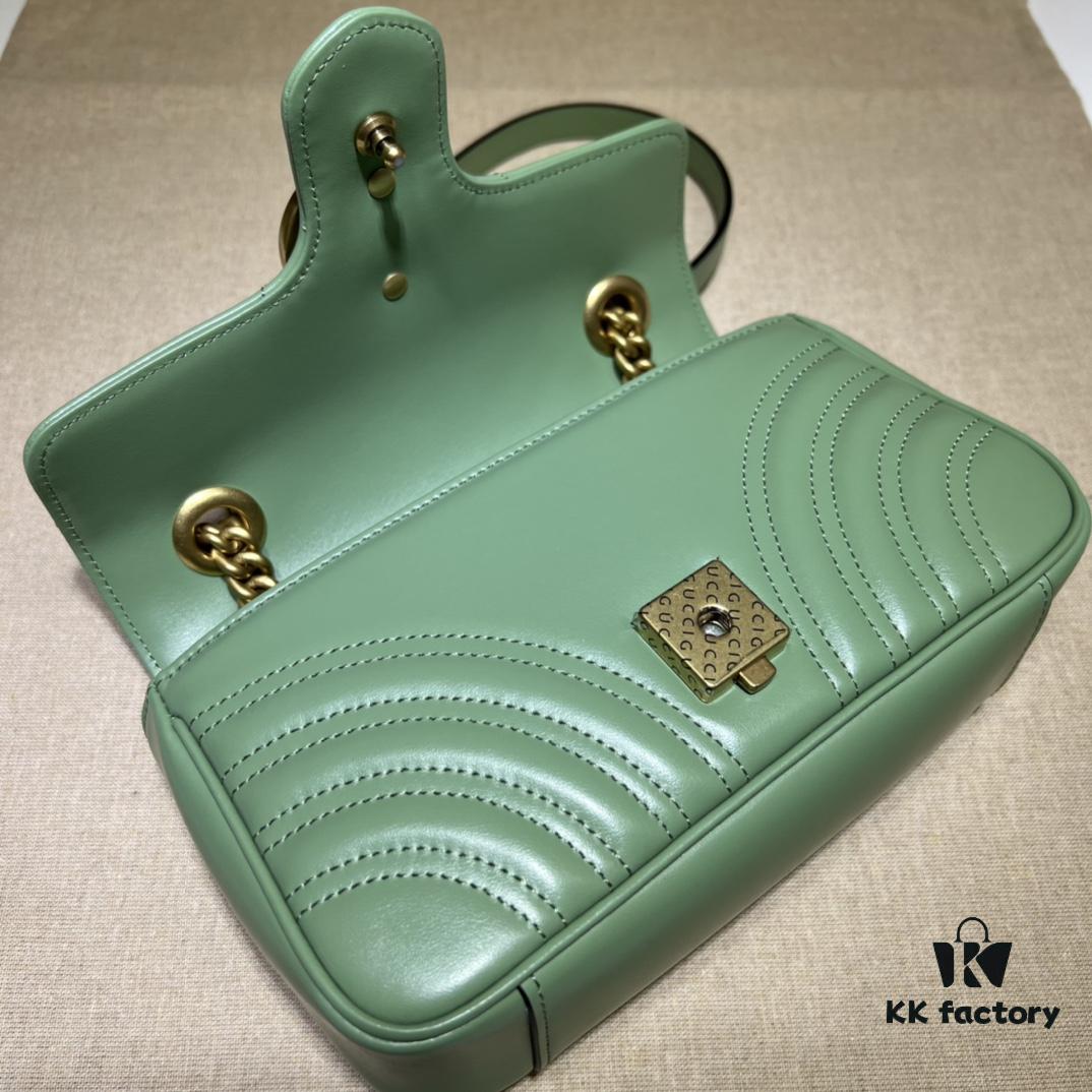 GUCCI High-End Original Stock, Counter Quality, Real Photo! Model No. 446744 Light Green, Size: 23x14x6 cm