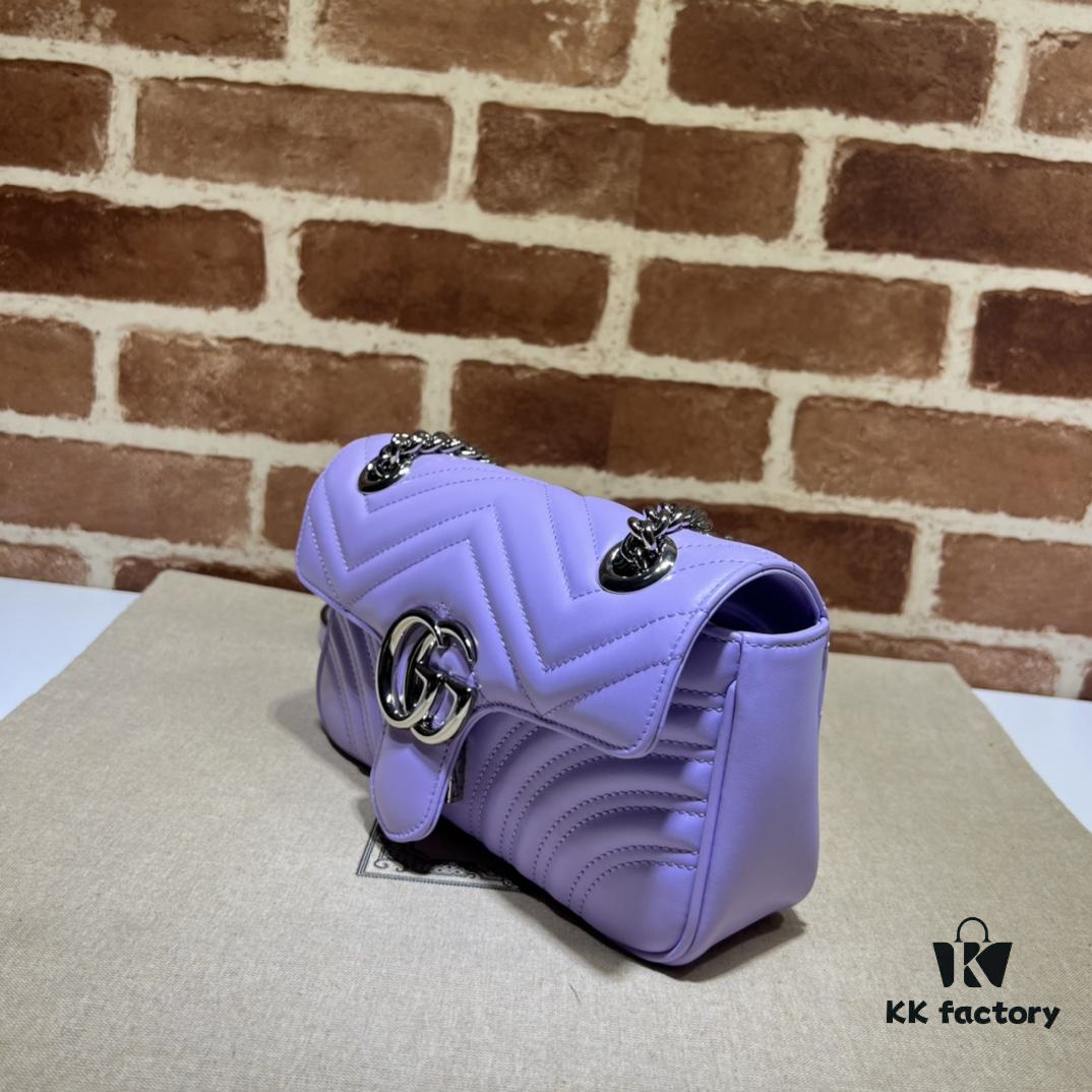 GUCCI Counter Quality, Top Original Single Item, Actual Photos! Model No. 446744 Light Purple, Size: 23cm (W) x 14cm (H) x 6cm (Side Width), In Stock and Ready to Ship