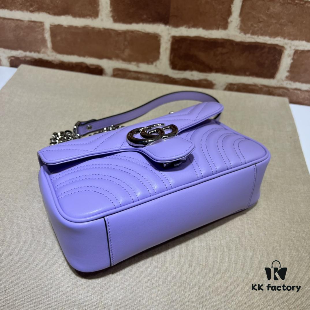 GUCCI Counter Quality, Top Original Single Item, Actual Photos! Model No. 446744 Light Purple, Size: 23cm (W) x 14cm (H) x 6cm (Side Width), In Stock and Ready to Ship