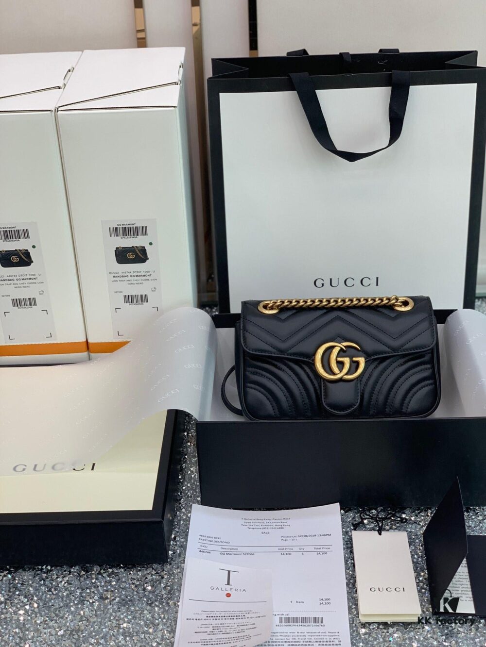 Original Factory Leather 😀 GUCCI Italian Original Leather, Counter Quality, Real Product Photos. Model 446744 Black, Size: 22*13*6cm, In Stock