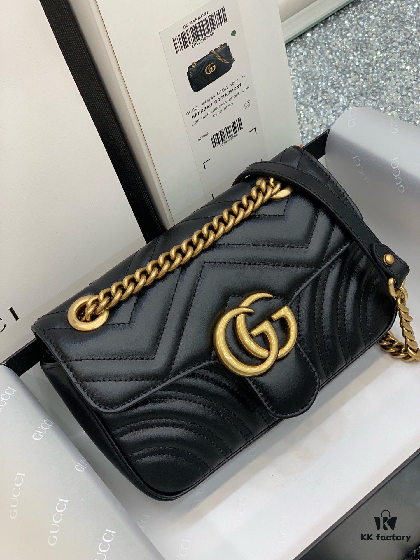 Original Factory Leather 😀 GUCCI Italian Original Leather, Counter Quality, Real Product Photos. Model 446744 Black, Size: 22*13*6cm, In Stock
