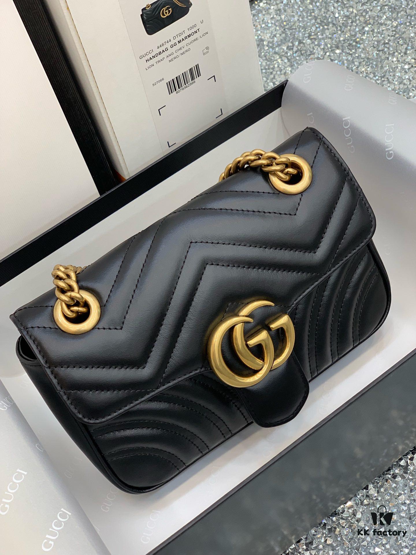 Original Factory Leather 😀 GUCCI Italian Original Leather, Counter Quality, Real Product Photos. Model 446744 Black, Size: 22*13*6cm, In Stock