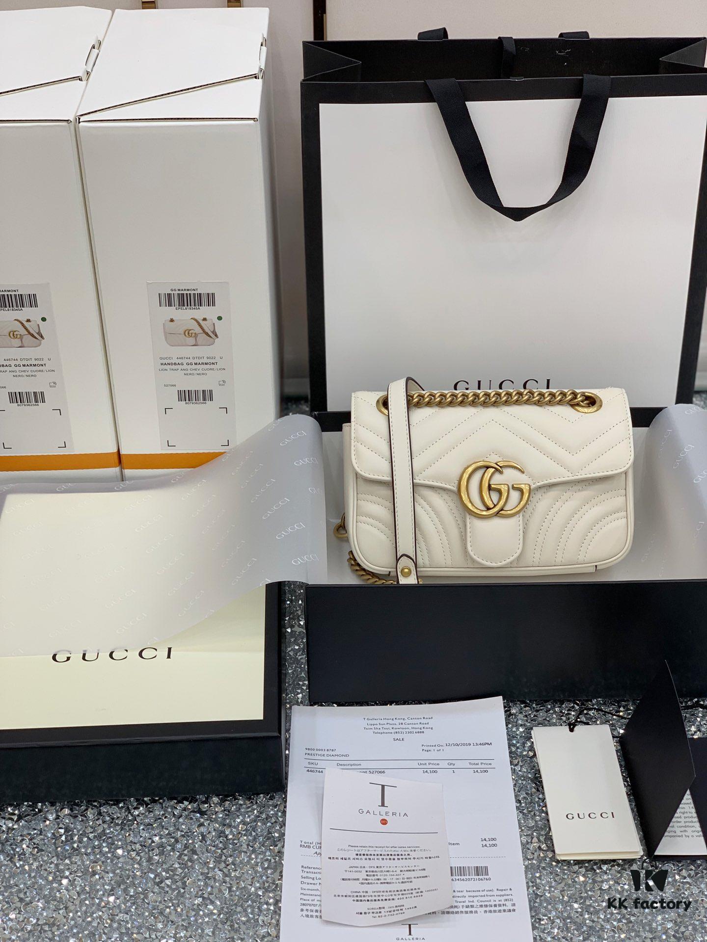 Original Factory Leather 😊 GUCCI Italian Original Leather, Counter Quality, Real Product Photos. Model 446744 White, Size: 22*13*6cm, In Stock