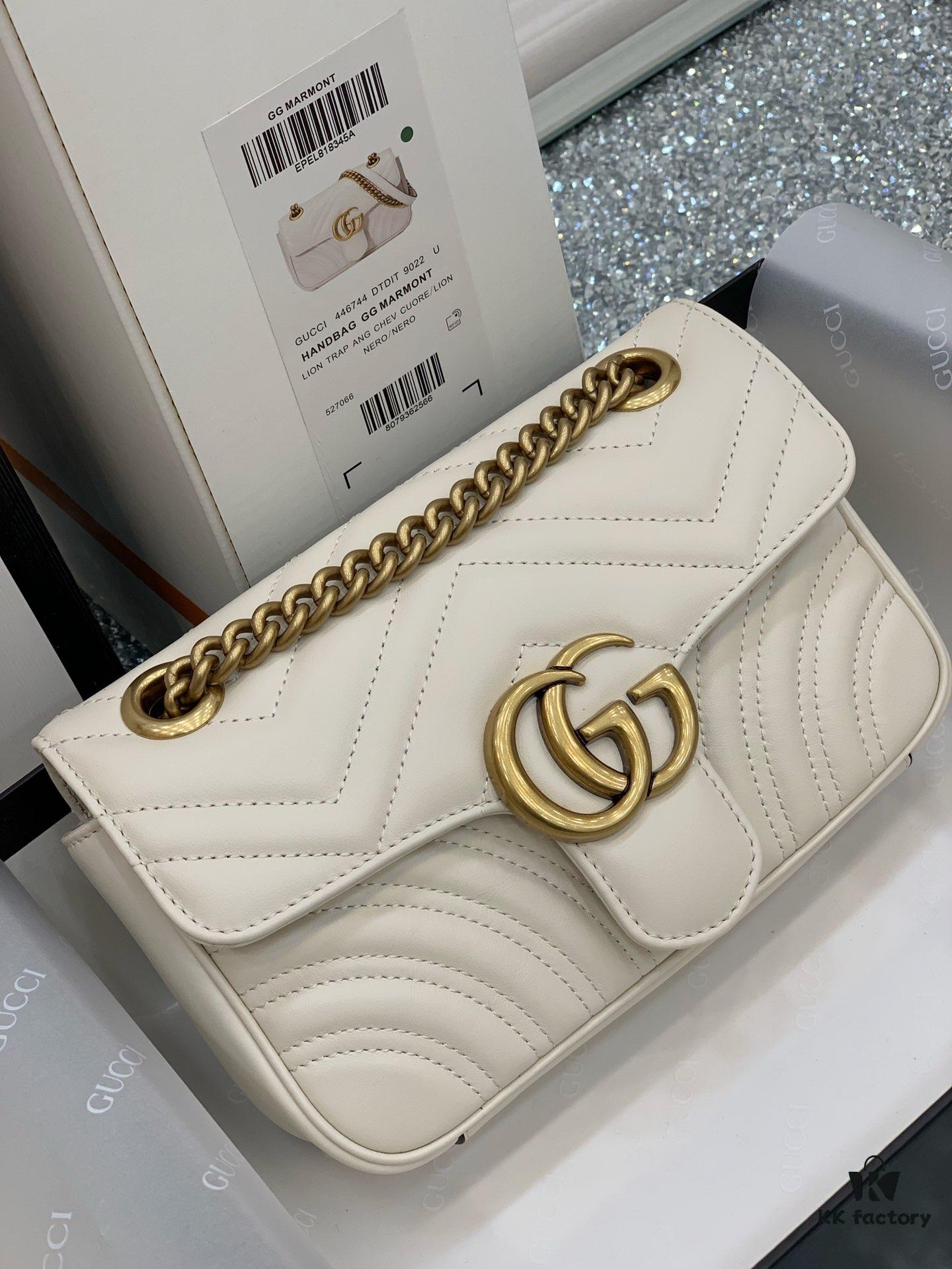 Original Factory Leather 😊 GUCCI Italian Original Leather, Counter Quality, Real Product Photos. Model 446744 White, Size: 22*13*6cm, In Stock