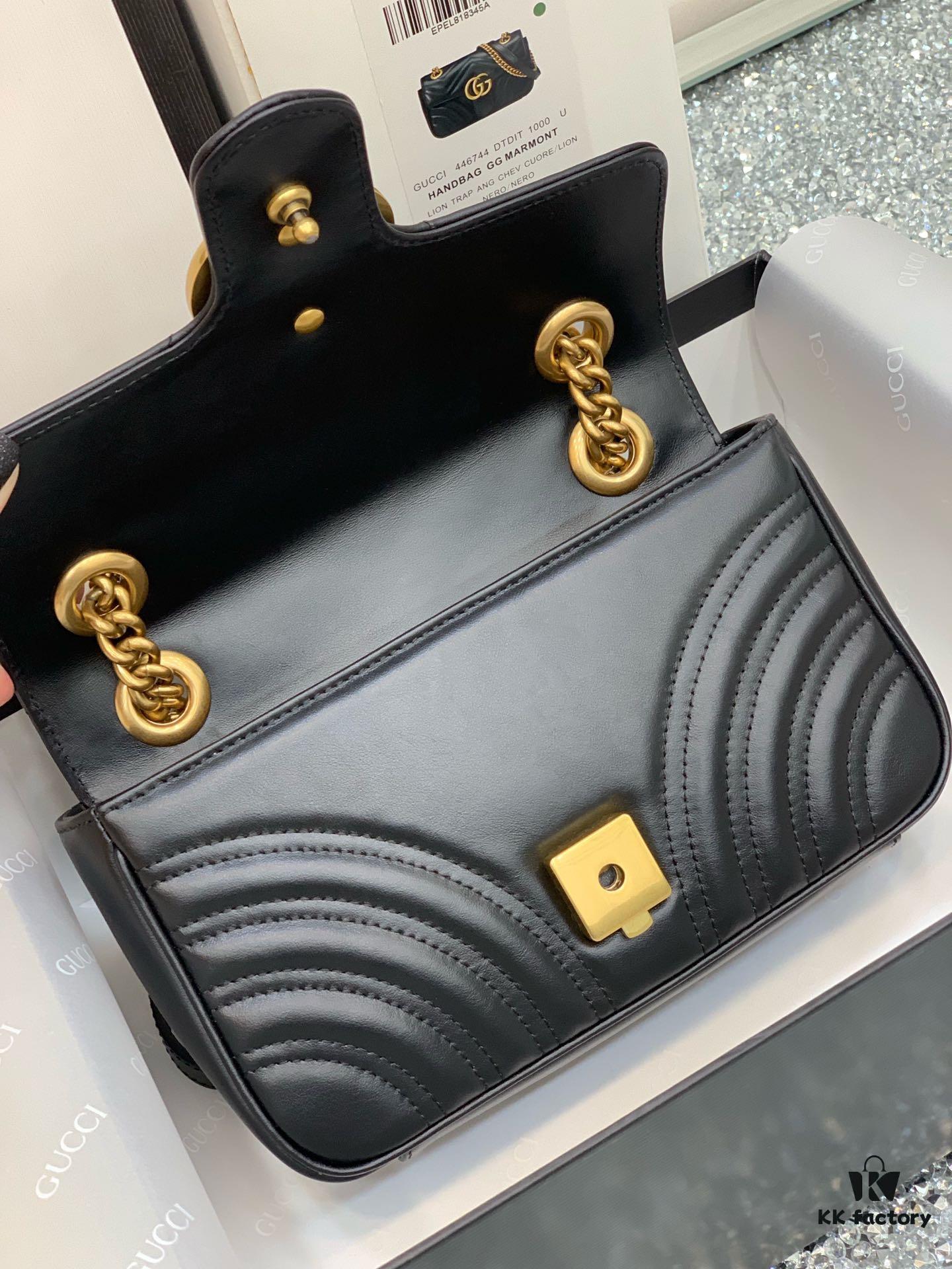 Original Factory Leather 😀 GUCCI Italian Original Leather, Counter Quality, Real Product Photos. Model 446744 Black, Size: 22*13*6cm, In Stock