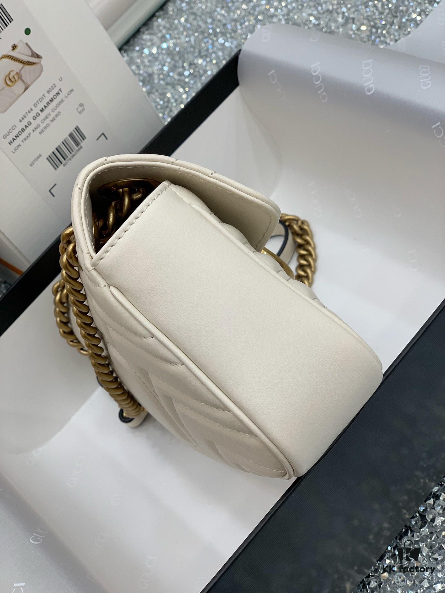 Original Factory Leather 😊 GUCCI Italian Original Leather, Counter Quality, Real Product Photos. Model 446744 White, Size: 22*13*6cm, In Stock