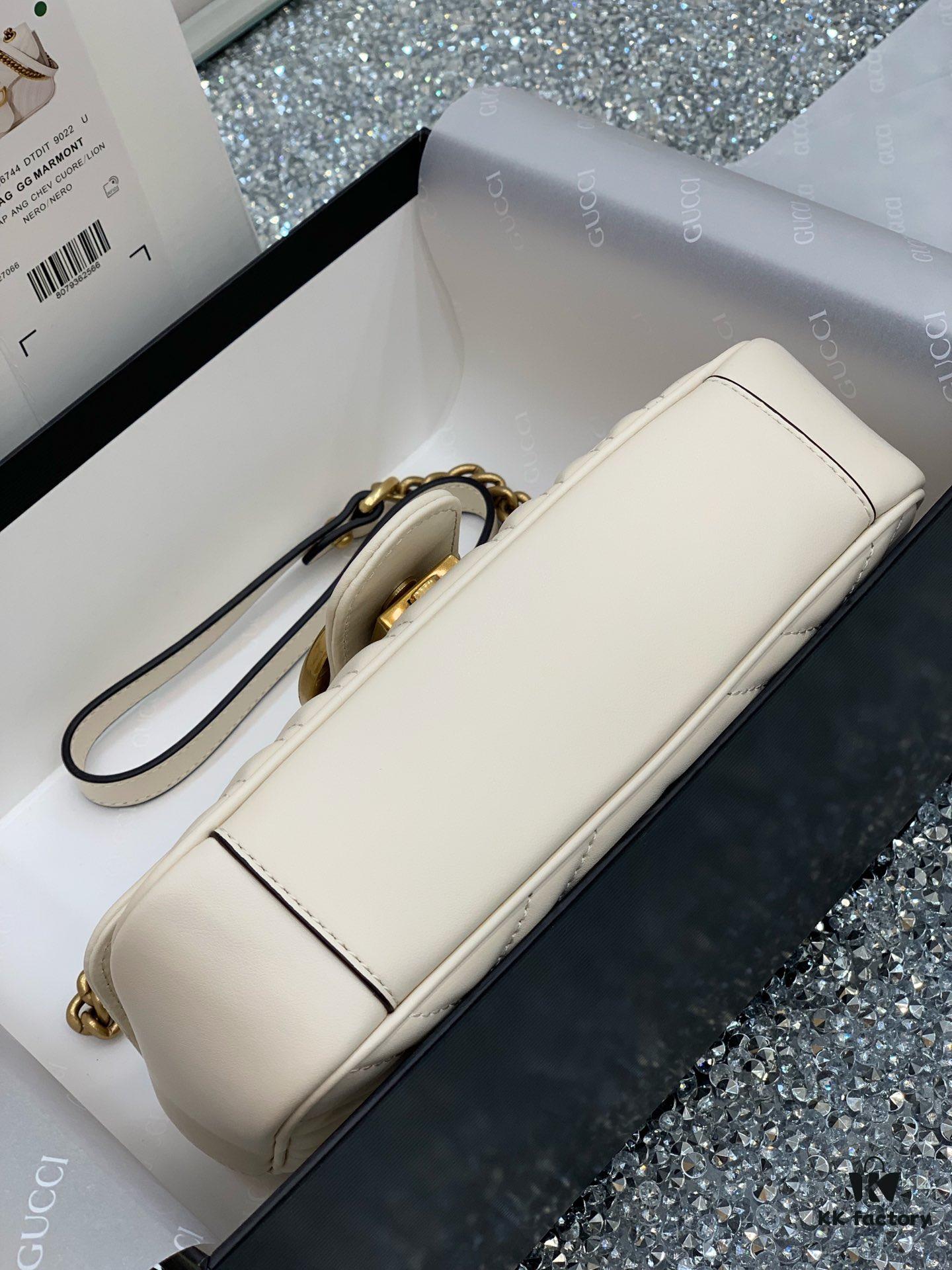 Original Factory Leather 😊 GUCCI Italian Original Leather, Counter Quality, Real Product Photos. Model 446744 White, Size: 22*13*6cm, In Stock