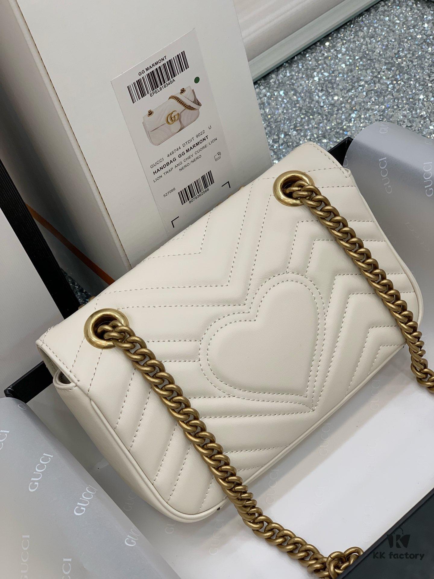 Original Factory Leather 😊 GUCCI Italian Original Leather, Counter Quality, Real Product Photos. Model 446744 White, Size: 22*13*6cm, In Stock