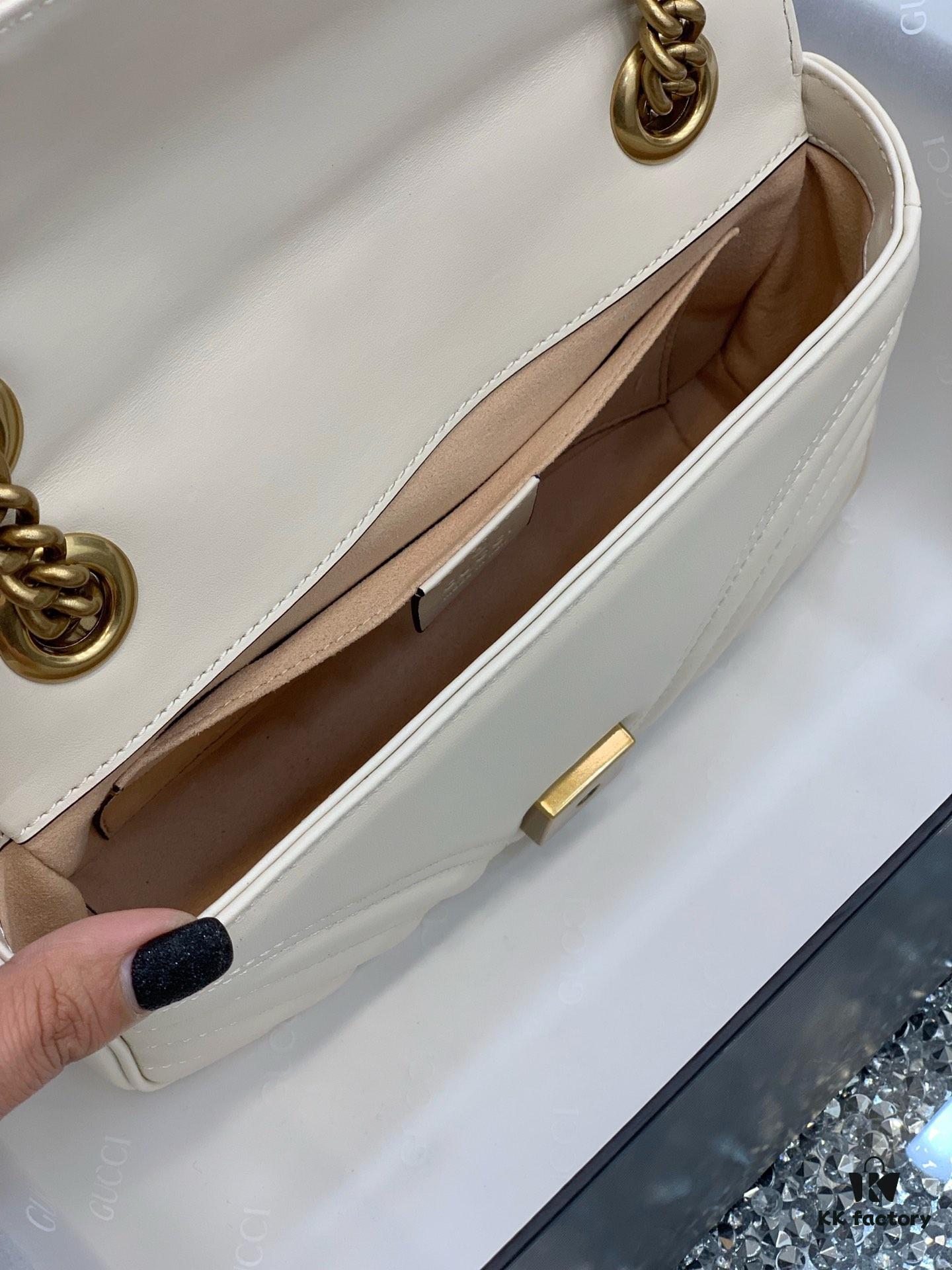 Original Factory Leather 😊 GUCCI Italian Original Leather, Counter Quality, Real Product Photos. Model 446744 White, Size: 22*13*6cm, In Stock