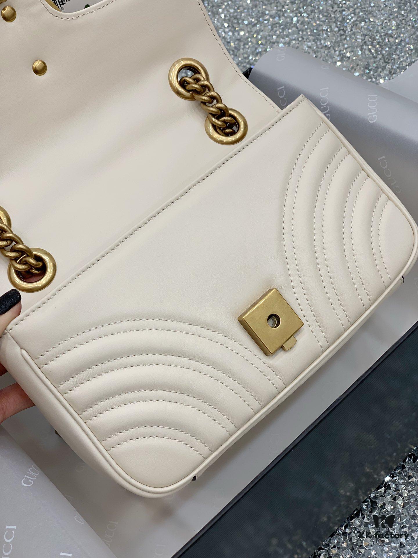 Original Factory Leather 😊 GUCCI Italian Original Leather, Counter Quality, Real Product Photos. Model 446744 White, Size: 22*13*6cm, In Stock