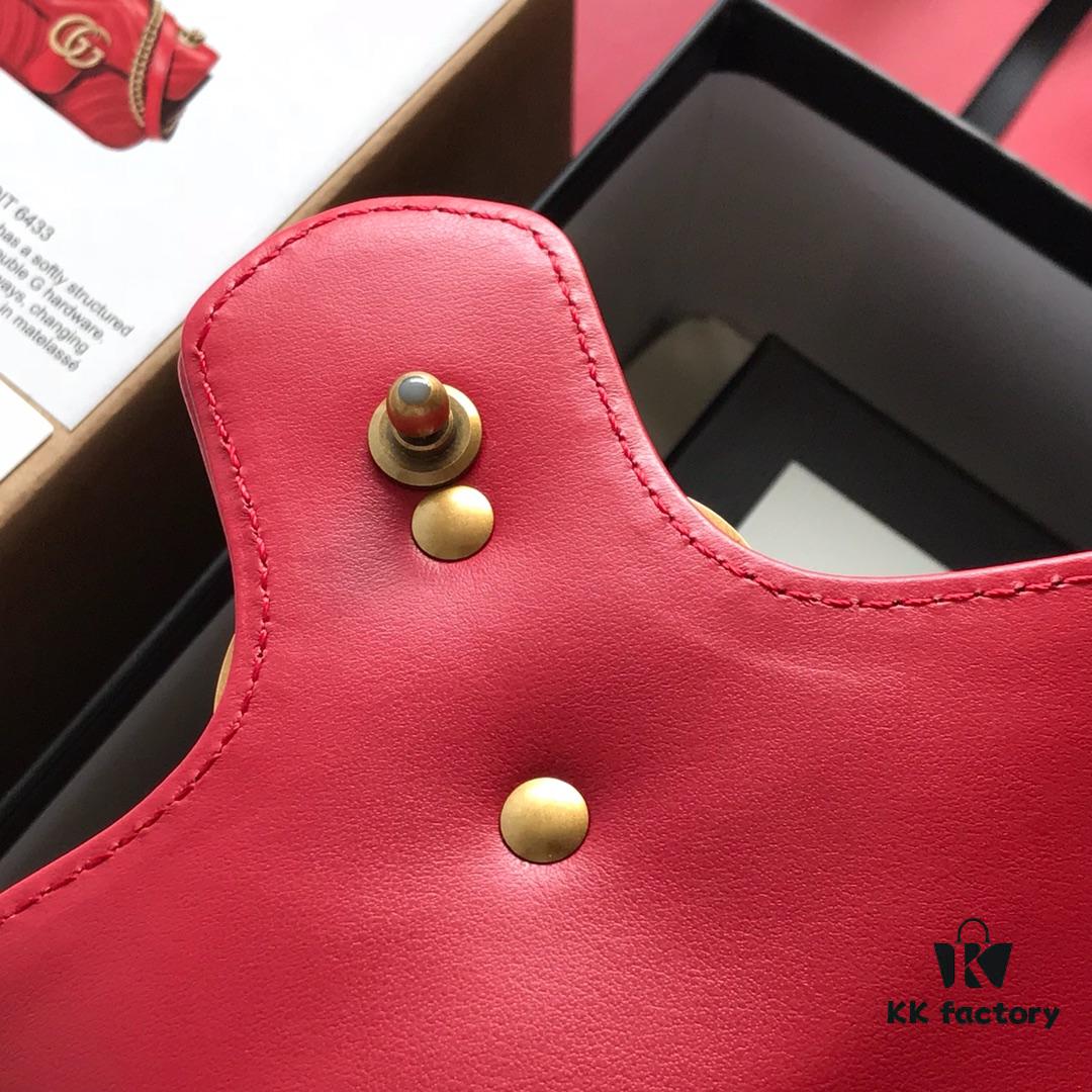 Original Factory Leather 😊 GUCCI Italian Original Leather, Boutique Quality, Actual Photos. Model 446744 Bright Red, Size: 22*13*6cm, In Stock