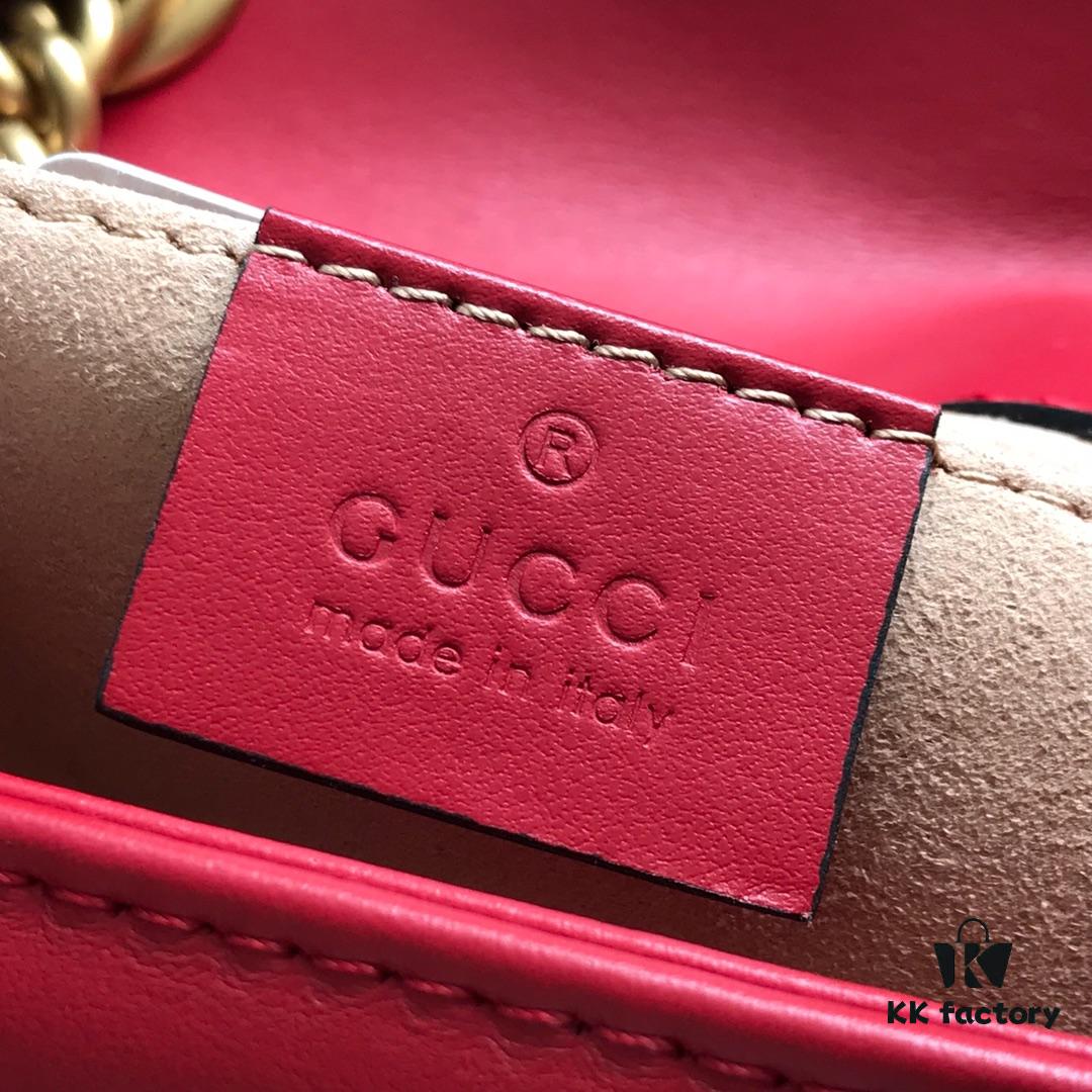 Original Factory Leather 😊 GUCCI Italian Original Leather, Boutique Quality, Actual Photos. Model 446744 Bright Red, Size: 22*13*6cm, In Stock