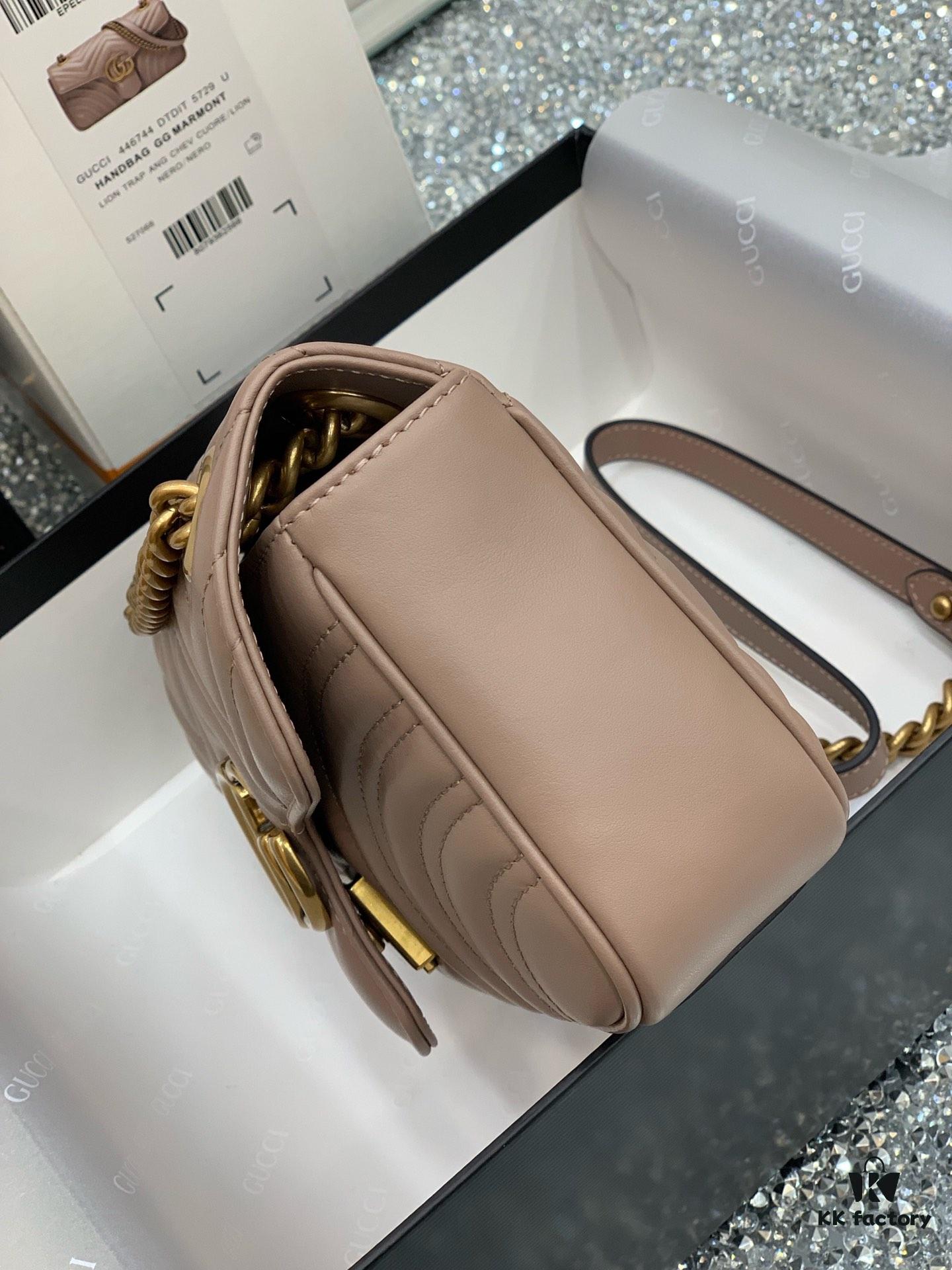 Original Factory Leather 😊 GUCCI Italian Original Leather, Counter Quality, Actual Photos, Model 446744 Milk Tea Color, Size: 22*13*6cm, In Stock