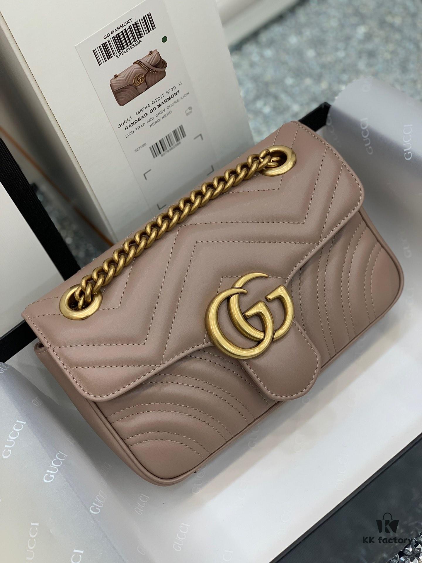 Original Factory Leather 😊 GUCCI Italian Original Leather, Counter Quality, Actual Photos, Model 446744 Milk Tea Color, Size: 22*13*6cm, In Stock