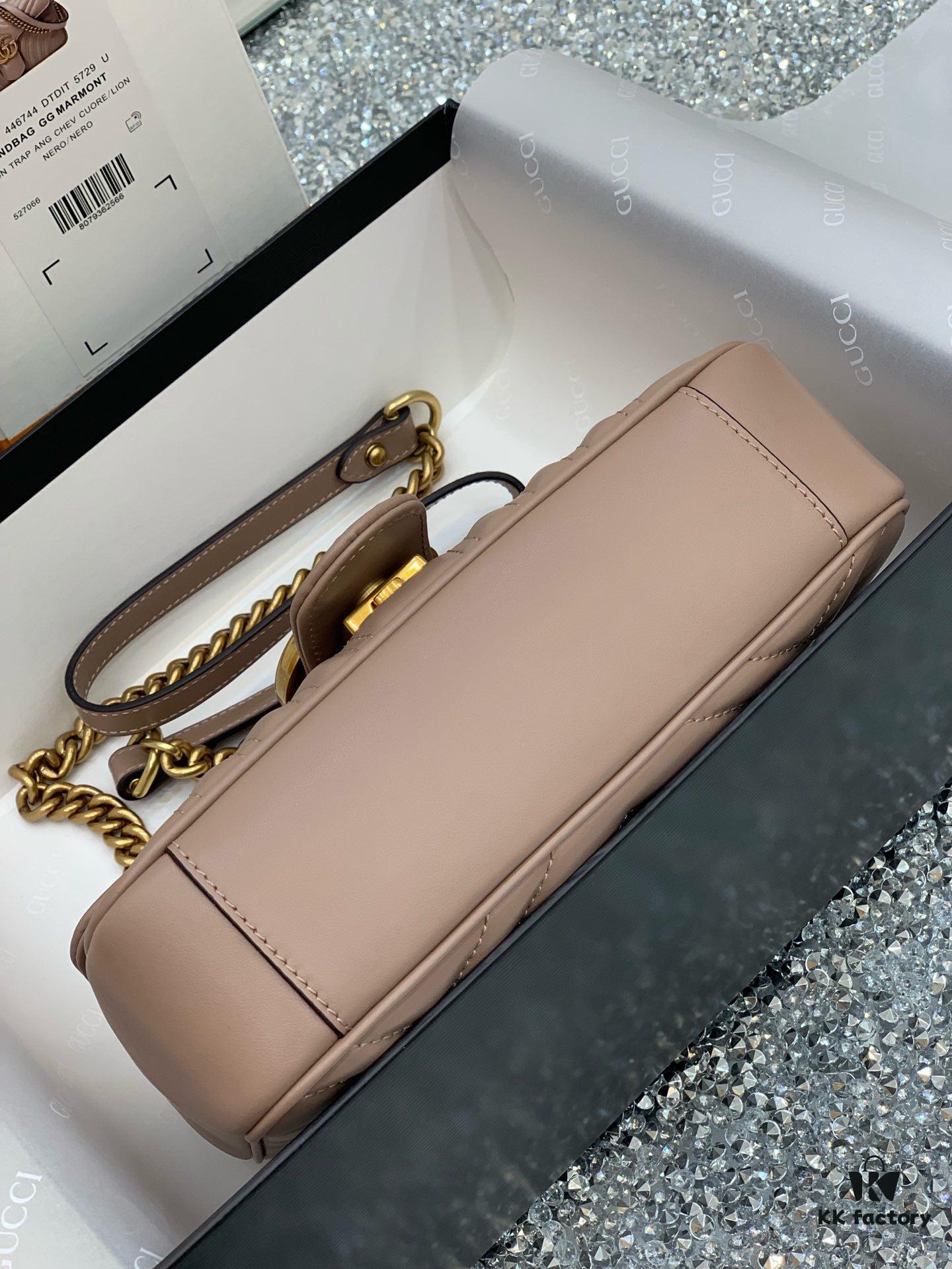 Original Factory Leather 😊 GUCCI Italian Original Leather, Counter Quality, Actual Photos, Model 446744 Milk Tea Color, Size: 22*13*6cm, In Stock