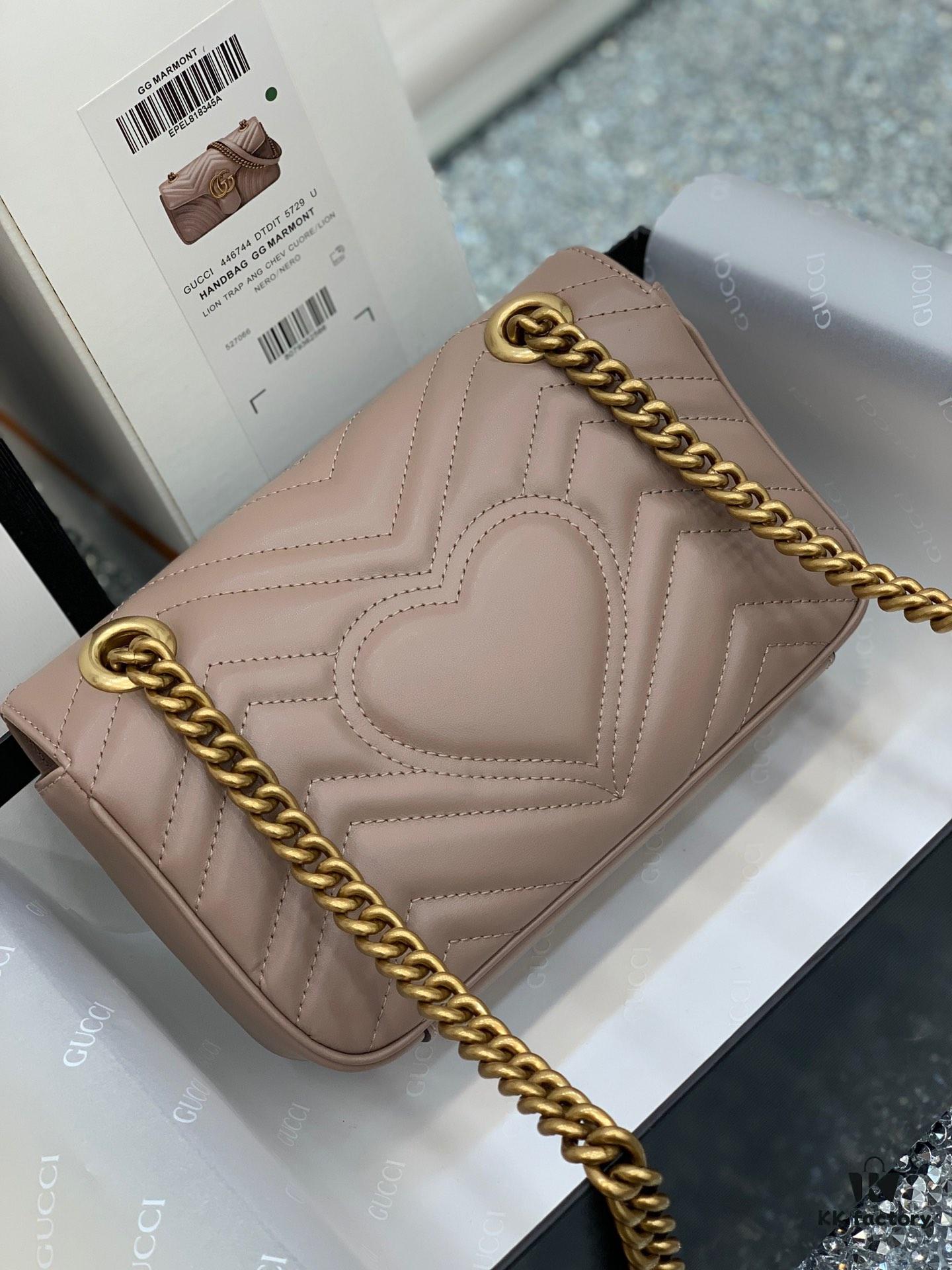 Original Factory Leather 😊 GUCCI Italian Original Leather, Counter Quality, Actual Photos, Model 446744 Milk Tea Color, Size: 22*13*6cm, In Stock