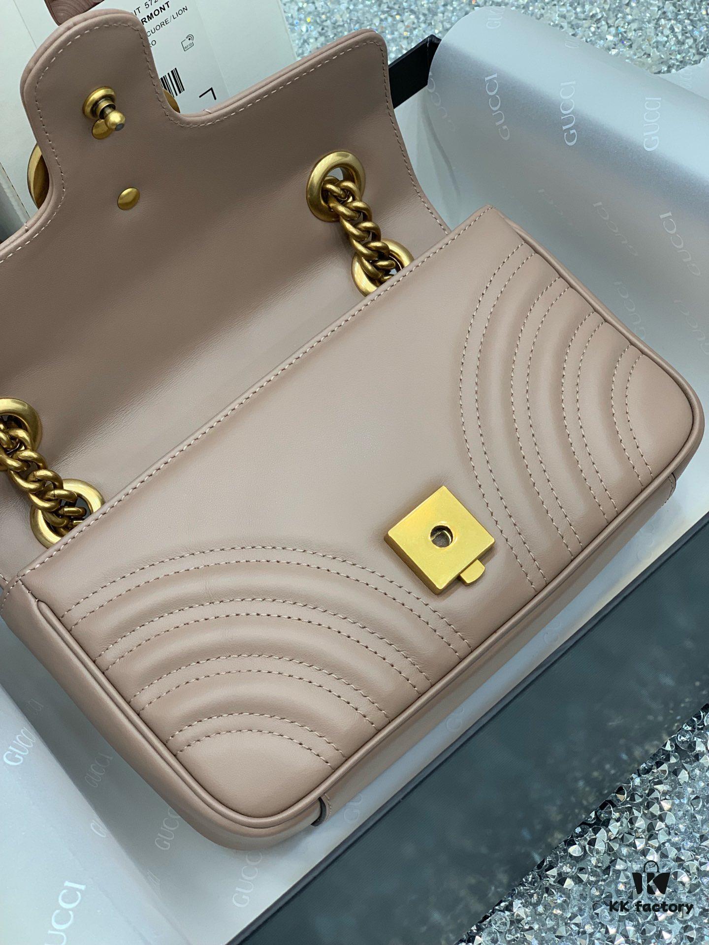 Original Factory Leather 😊 GUCCI Italian Original Leather, Counter Quality, Actual Photos, Model 446744 Milk Tea Color, Size: 22*13*6cm, In Stock