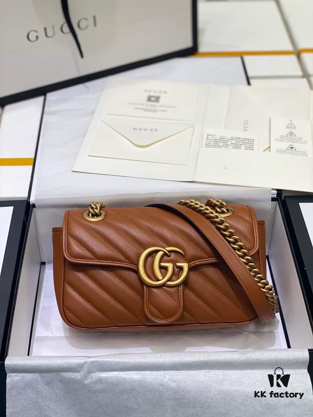 Original Factory Leather 😀 GUCCI Italian Original Leather, Counter Quality, Actual Photos. Model 446744 Caramel Color, Size: 22*13*6cm, In Stock