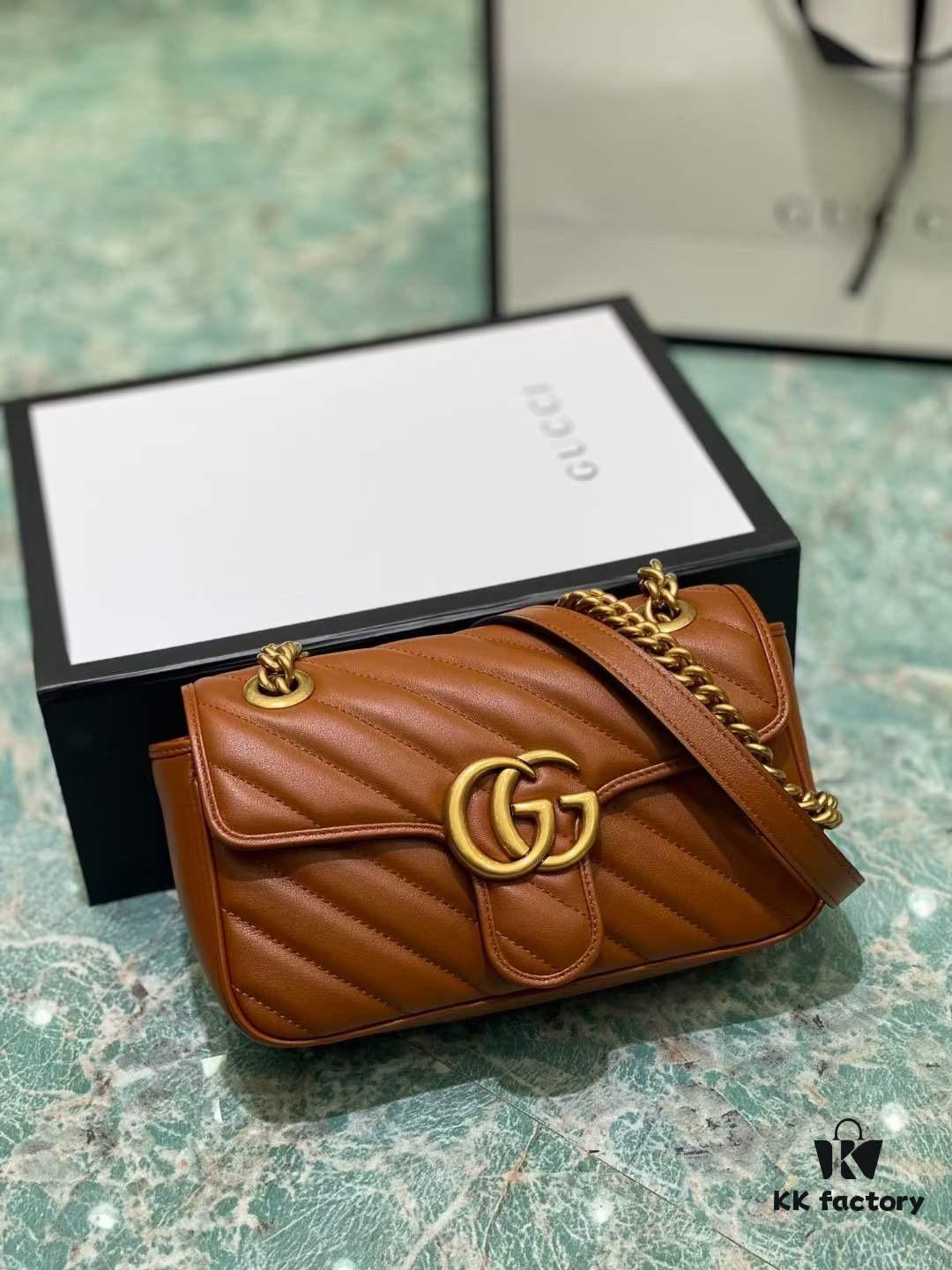 Original Factory Leather 😀 GUCCI Italian Original Leather, Counter Quality, Actual Photos. Model 446744 Caramel Color, Size: 22*13*6cm, In Stock