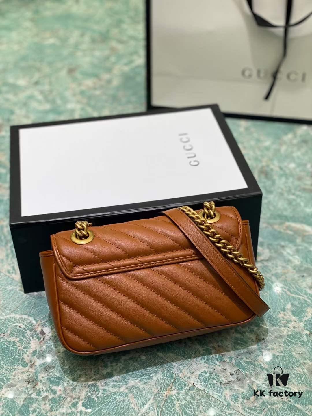 Original Factory Leather 😀 GUCCI Italian Original Leather, Counter Quality, Actual Photos. Model 446744 Caramel Color, Size: 22*13*6cm, In Stock