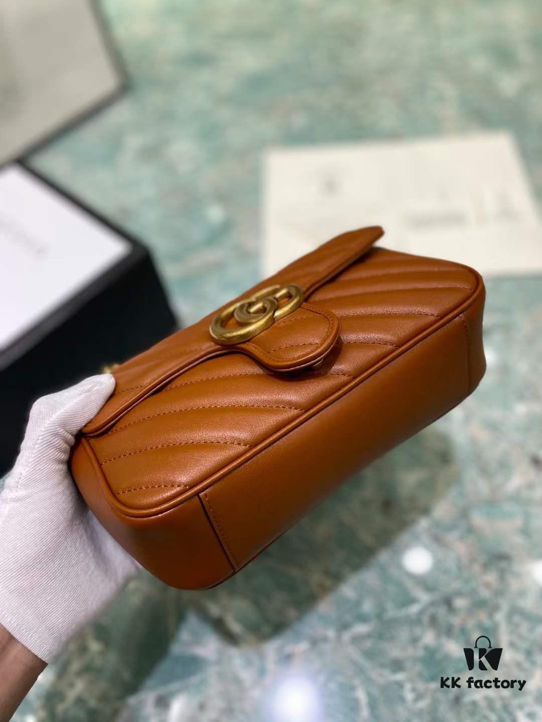 Original Factory Leather 😀 GUCCI Italian Original Leather, Counter Quality, Actual Photos. Model 446744 Caramel Color, Size: 22*13*6cm, In Stock