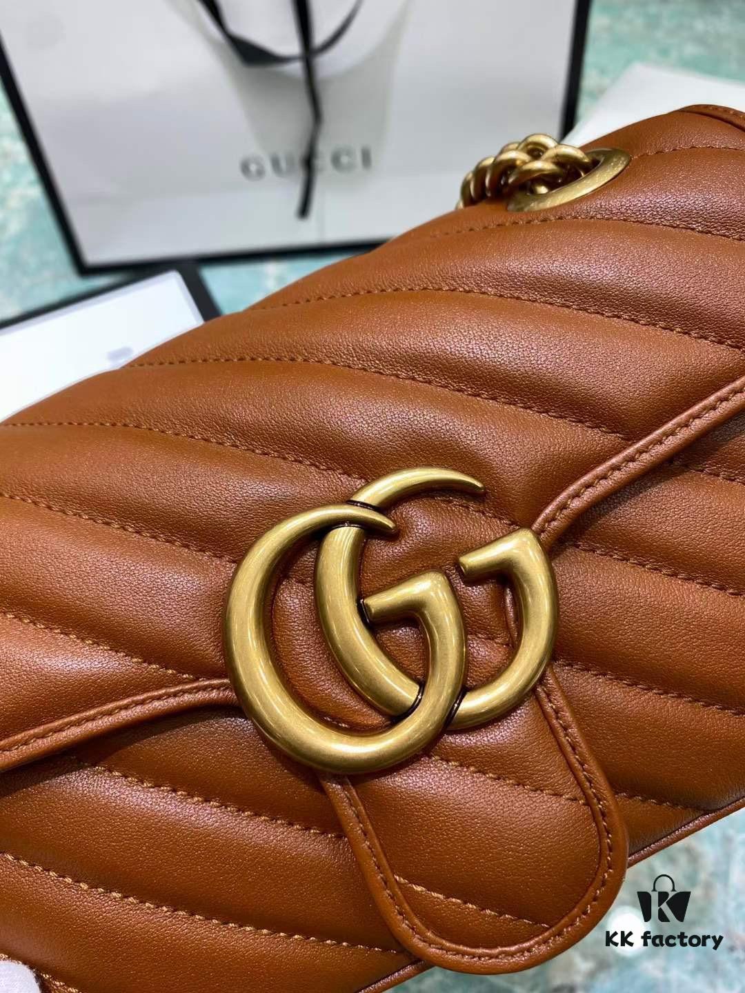 Original Factory Leather 😀 GUCCI Italian Original Leather, Counter Quality, Actual Photos. Model 446744 Caramel Color, Size: 22*13*6cm, In Stock