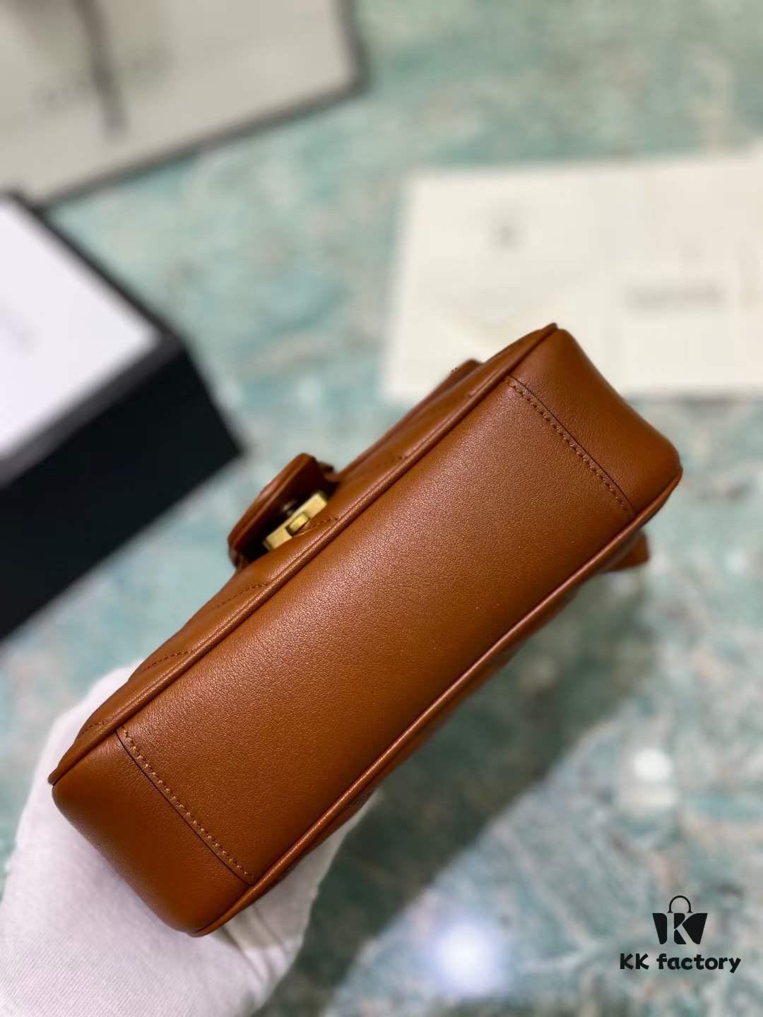 Original Factory Leather 😀 GUCCI Italian Original Leather, Counter Quality, Actual Photos. Model 446744 Caramel Color, Size: 22*13*6cm, In Stock