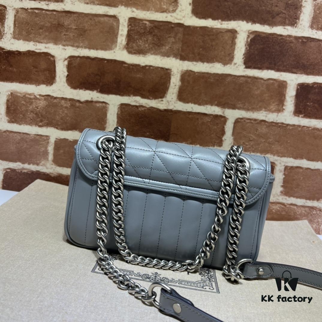 GUCCI New Arrival Cabinet Quality, Top Original Single Item, Actual Photos, Model No. 446744 Gray Checkered, Size W23xH14xD6cm, In Stock