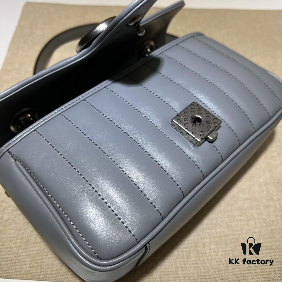 GUCCI New Arrival Cabinet Quality, Top Original Single Item, Actual Photos, Model No. 446744 Gray Checkered, Size W23xH14xD6cm, In Stock