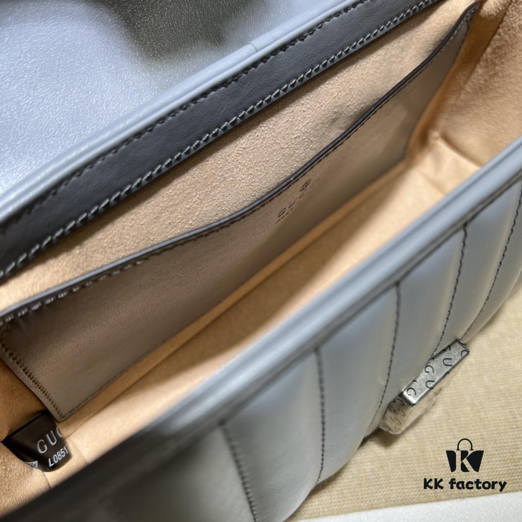 GUCCI New Arrival Cabinet Quality, Top Original Single Item, Actual Photos, Model No. 446744 Gray Checkered, Size W23xH14xD6cm, In Stock